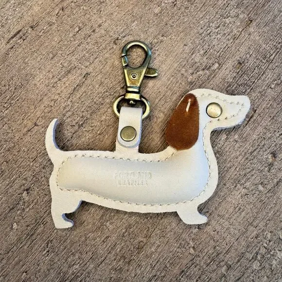 Portland Leather Wiener Dog Purse Charm NEW Doxie BONE FAST SHIP - Picture 3 of 3